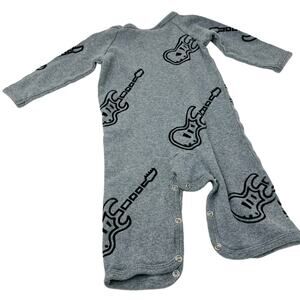 Amy Coe Guitar Onesie Grey Black 6-9 mo